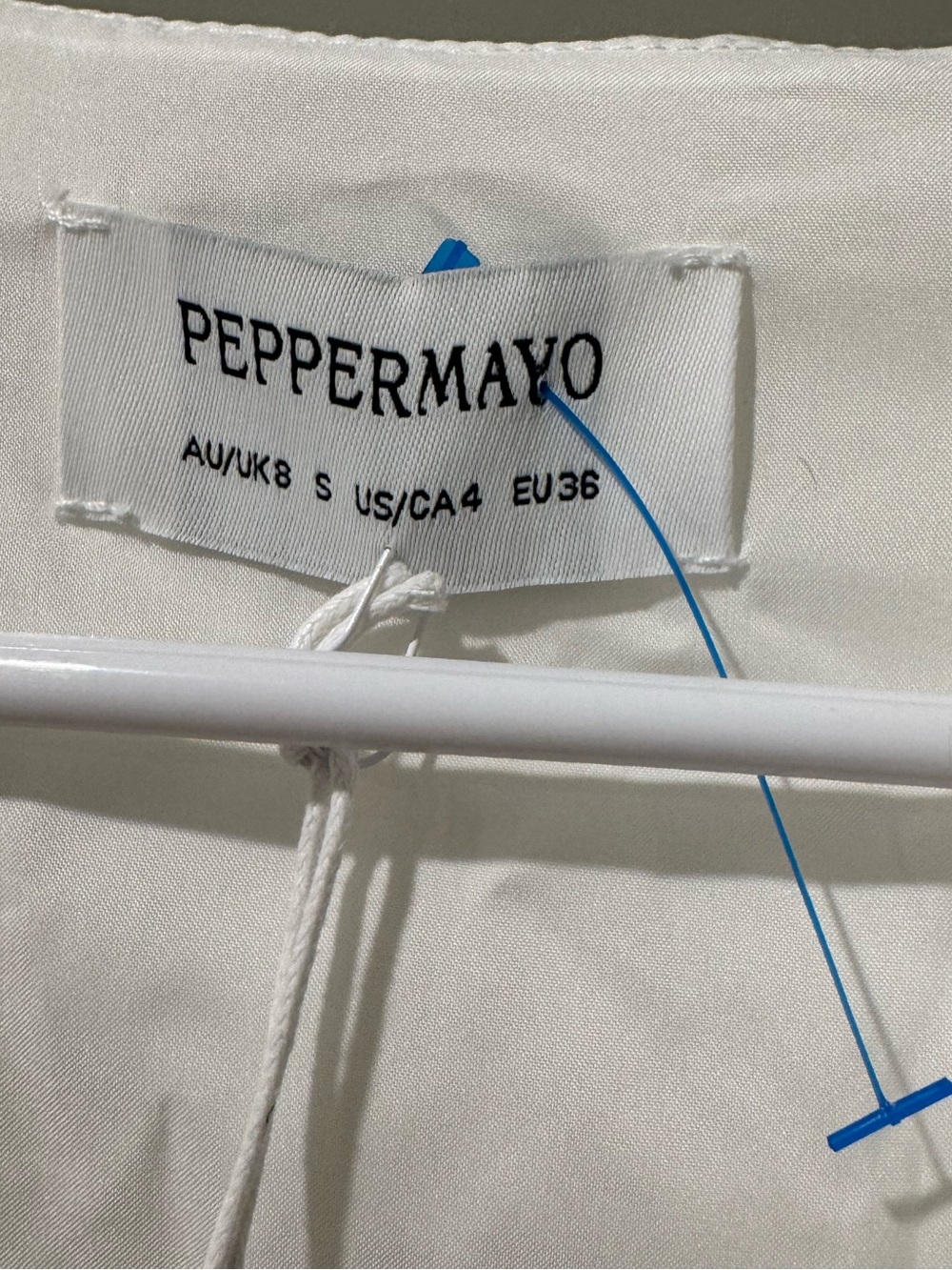 NWT PepperMayo Seana Mini Dress White Ruffle Puff Sleeve Size US 4 #80 - Picture 5 of 6